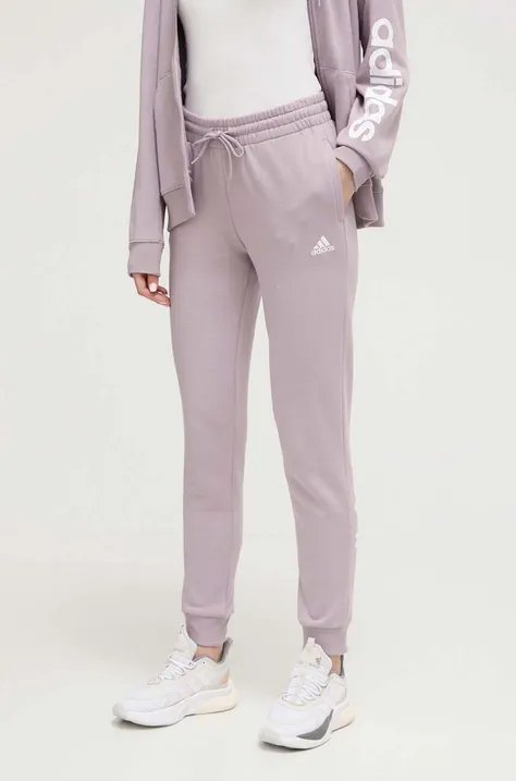 Βαμβακερό παντελόνι adidas 0 χρώμα: ροζ IS2105