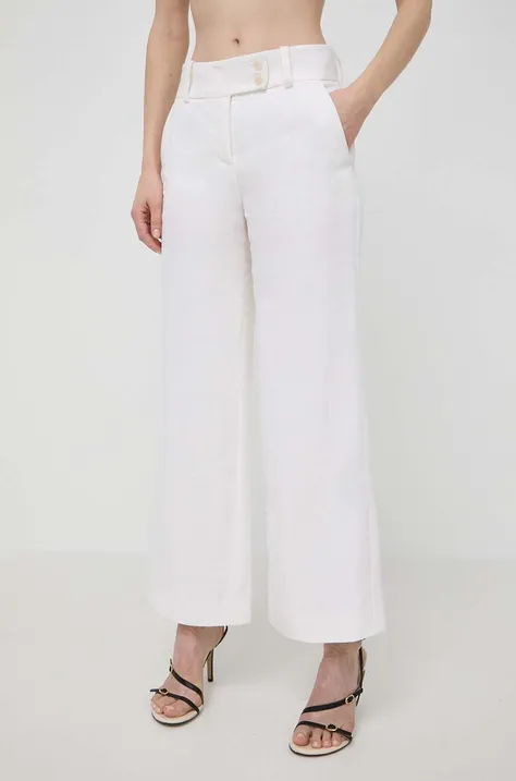 Plátěné kalhoty Luisa Spagnoli béžová barva, jednoduché, high waist