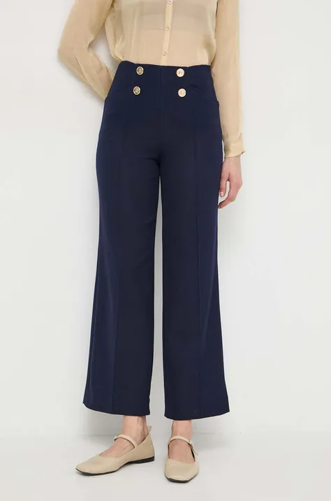 Luisa Spagnoli pantaloni in cotone colore blu navy