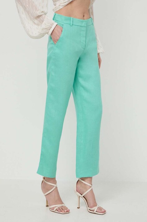 Luisa Spagnoli pantaloni in lino ARGANO colore verde  541139