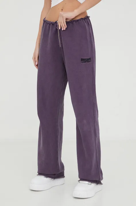 Rotate spodnie dresowe bawełniane kolor fioletowy gładkie