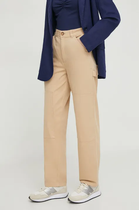 Nohavice Pepe Jeans Betsy dámske, béžová farba, rovné, stredne vysoký pás