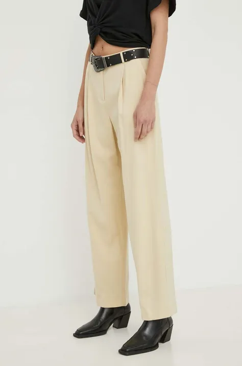 Kalhoty BA&SH GONA dámské, béžová barva, jednoduché, high waist, 1E24GONA
