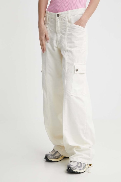 Hlače Guess Originals ženski, bež barva