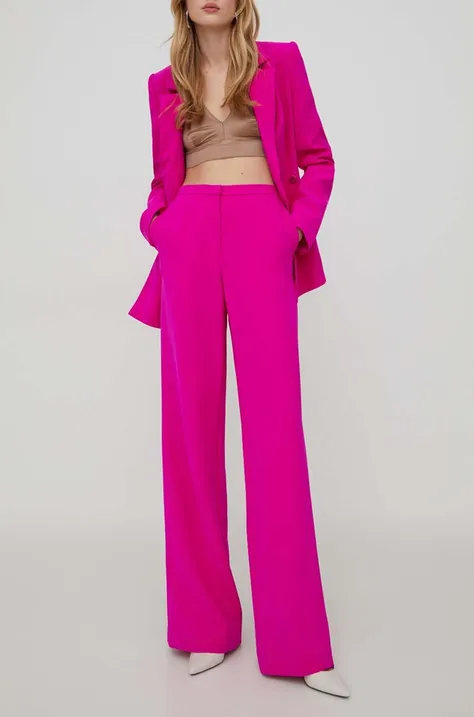 Stine Goya spodnie damskie kolor różowy szerokie high waist SG5694