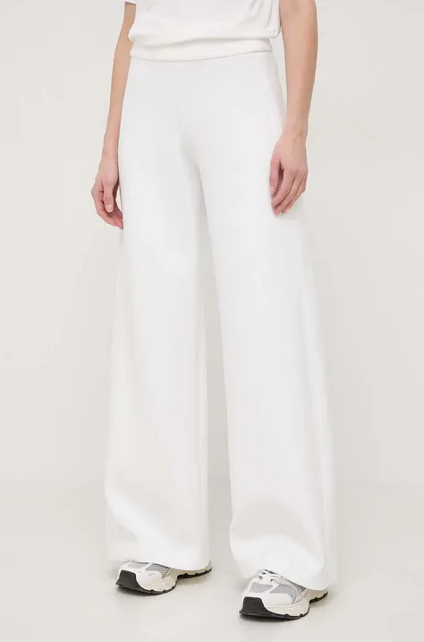 Kalhoty Max Mara Leisure dámské, bílá barva, široké, high waist
