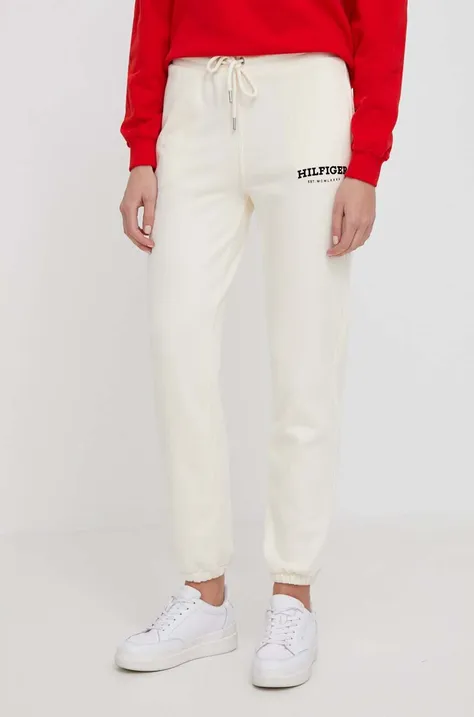 Βαμβακερό παντελόνι Tommy Hilfiger χρώμα: μπεζ