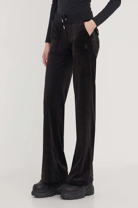 Спортивные штаны из велюра Juicy Couture цвет чёрный однотонные