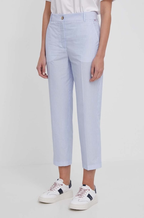 Nohavice Tommy Hilfiger dámske,rovné,vysoký pás,WW0WW41358