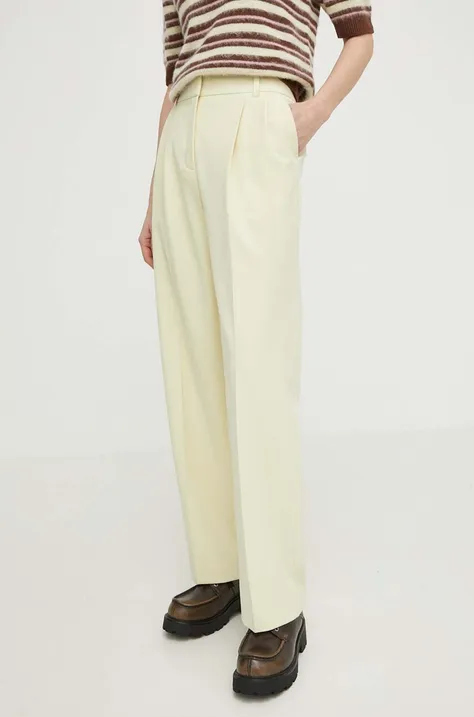 Samsoe Samsoe spodnie HAVENY damskie kolor żółty proste high waist F23300178