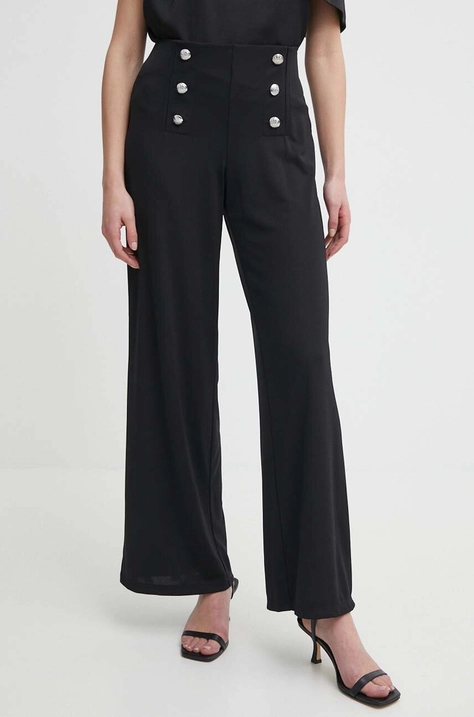 Lauren Ralph pantaloni femei, culoarea negru, drept, high waist, 200807573