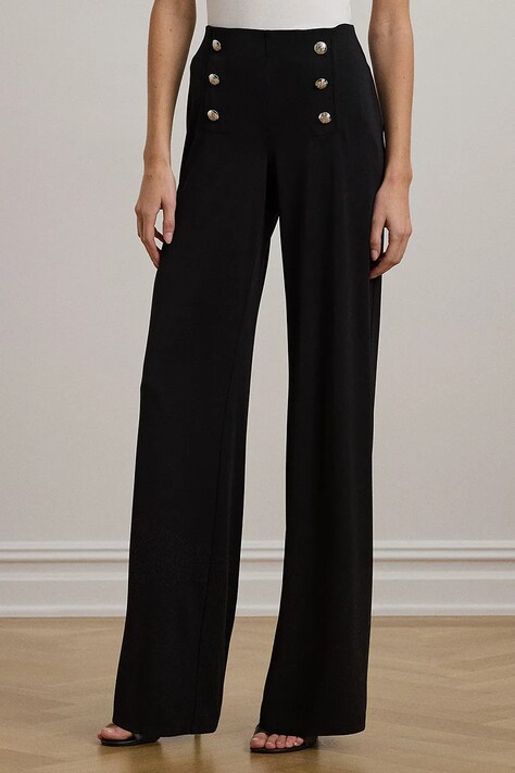 Lauren Ralph Lauren nadrág női, fekete, magas derekú egyenes, 200807573