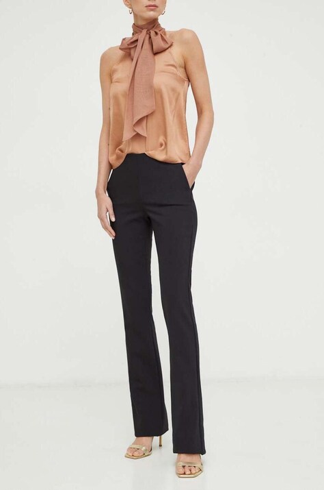 Kalhoty Marella dámské, černá barva, jednoduché, high waist, 2413131011200