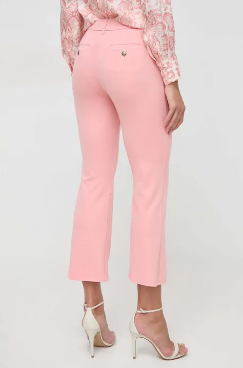Marella spodnie damskie kolor różowy dzwony high waist 2413781024200