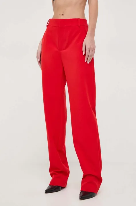 Nohavice Moschino Jeans dámske, červená farba, rovné, vysoký pás