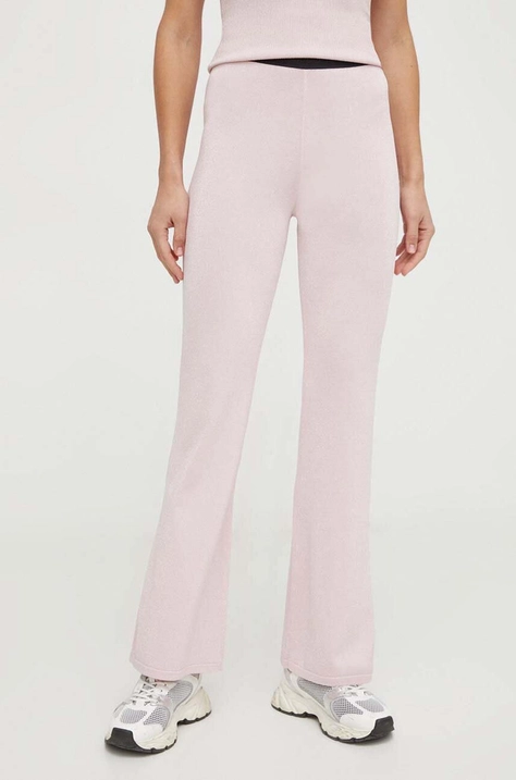 Liu Jo pantaloni femei, culoarea roz, drept, high waist