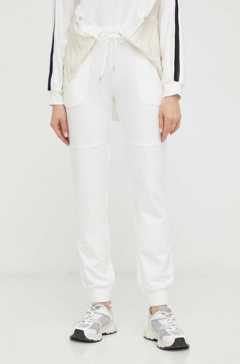 Tepláky Liu Jo bílá barva, hladké