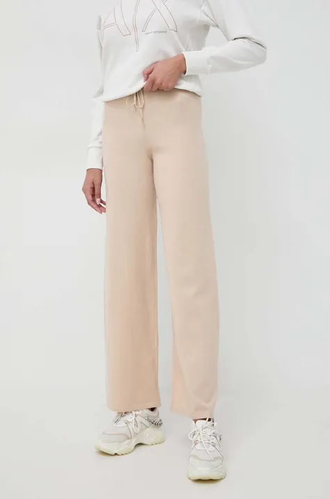 Liu Jo pantaloni femei, culoarea bej, drept, high waist