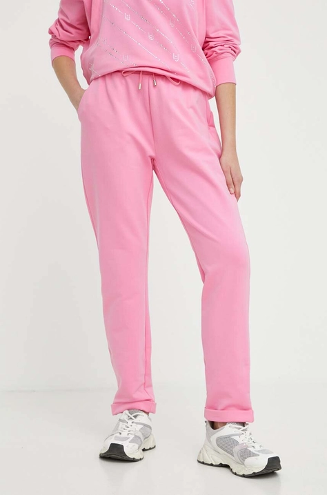 Liu Jo pantaloni femei, culoarea roz, drept, high waist