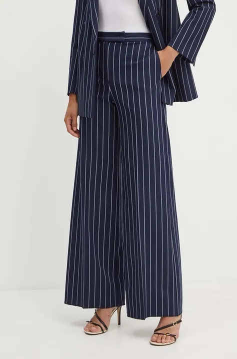 MAX&Co. pantaloni femei, culoarea albastru marin, lat, high waist, 2416131052200
