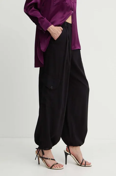 Kalhoty MAX&Co. dámské, černá barva, kapsáče, high waist, 2416131072200