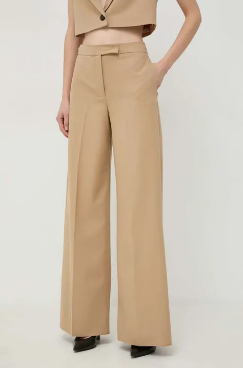 MAX&Co. spodnie damskie kolor beżowy proste high waist