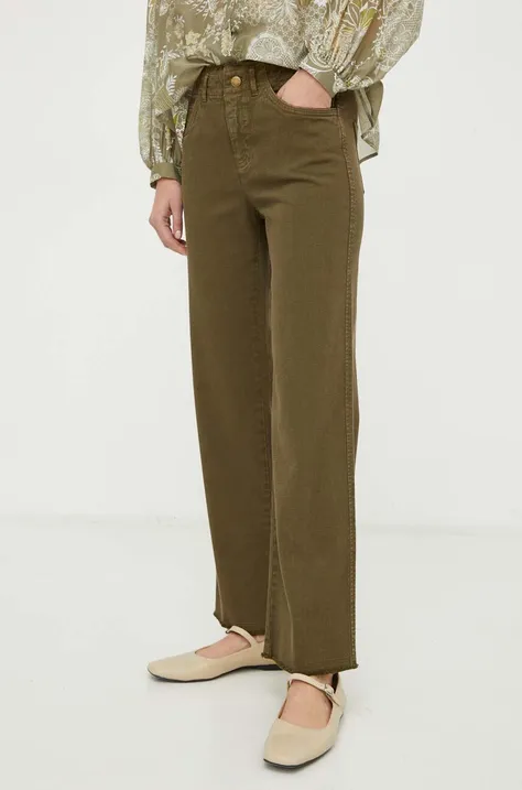 Kalhoty MAX&Co. dámské, zelená barva, jednoduché, high waist, 2416131111200