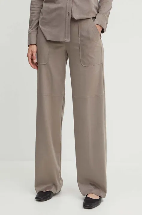 Kalhoty MAX&Co. dámské, hnědá barva, jednoduché, high waist, 2416781012200