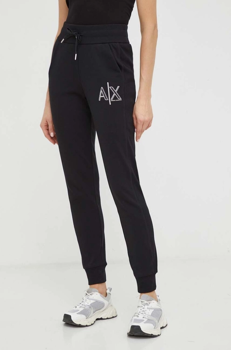 Armani Exchange pantaloni de trening culoarea negru, cu imprimeu