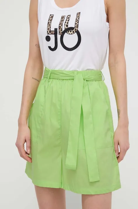 Kratke hlače Liu Jo za žene, boja: zelena, bez uzorka, visoki struk