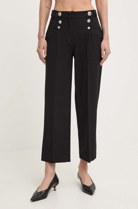 Liu Jo pantaloni femei, culoarea negru, drept, high waist