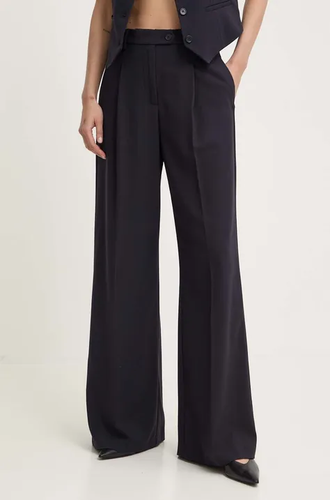Nohavice Liu Jo dámske, tmavomodrá farba, široké, vysoký pás