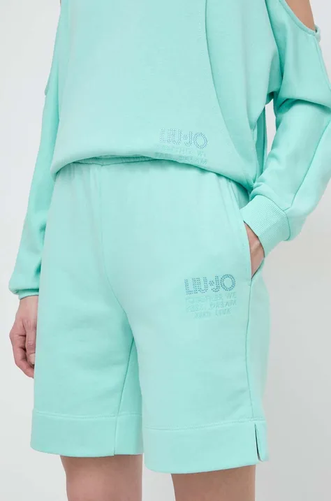 Kratke hlače Liu Jo za žene, boja: zelena, bez uzorka, visoki struk