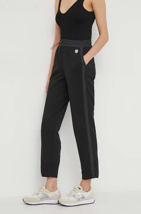 Aeronautica Militare spodnie damskie kolor czarny proste high waist