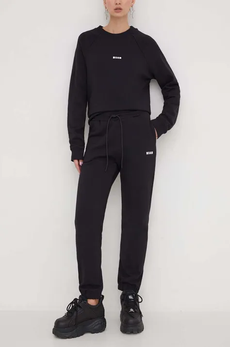 Бавовняні спортивні штани MSGM колір чорний однотонні