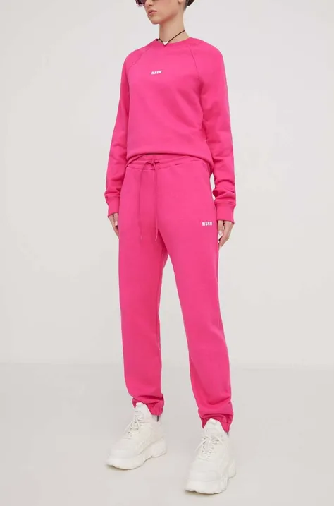 Бавовняні спортивні штани MSGM колір рожевий однотонні