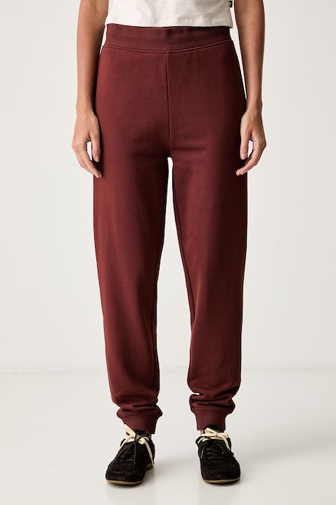 HUGO teplákové nohavice dámske bavlnené Nelfinia hnedé high waist 50522417