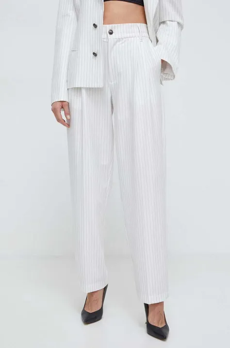 Versace Jeans Couture nadrág női, fehér, magas derekú széles, 76HAA115 N0335