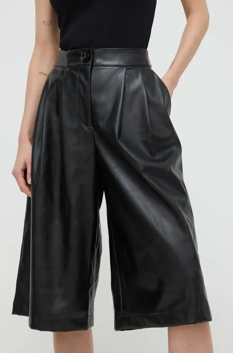 Nohavice Armani Exchange dámske, čierna farba, široké, vysoký pás, 3DYP23 YN3QZ