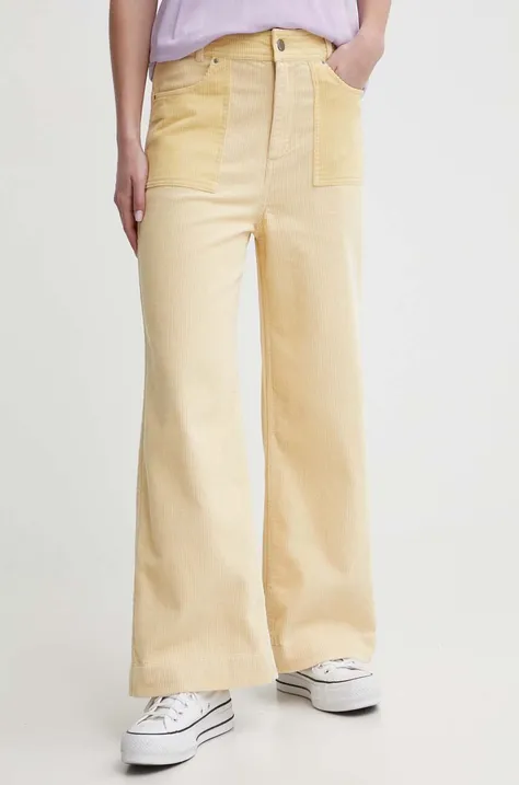 Manšestrové nohavice Billabong Since 73 žltá farba, rovné, vysoký pás, UBJNP00183