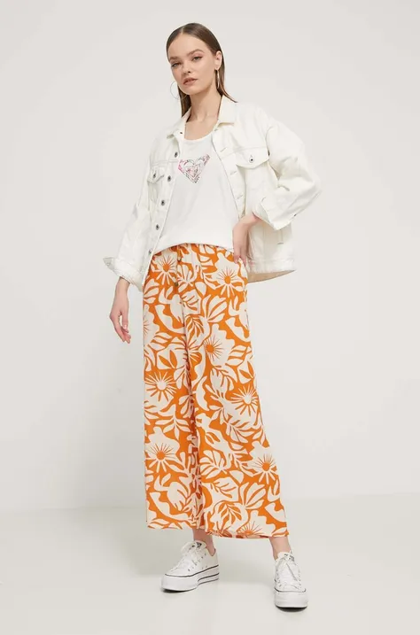 Kalhoty Billabong dámské, oranžová barva, jednoduché, high waist, EBJNP00115