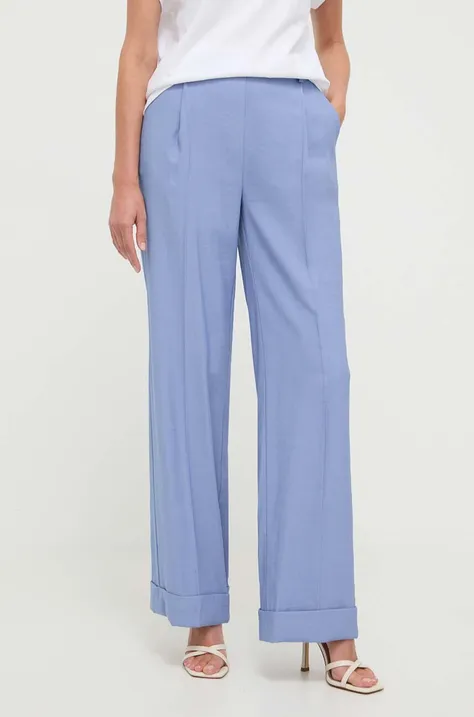 Twinset spodnie damskie kolor niebieski szerokie high waist