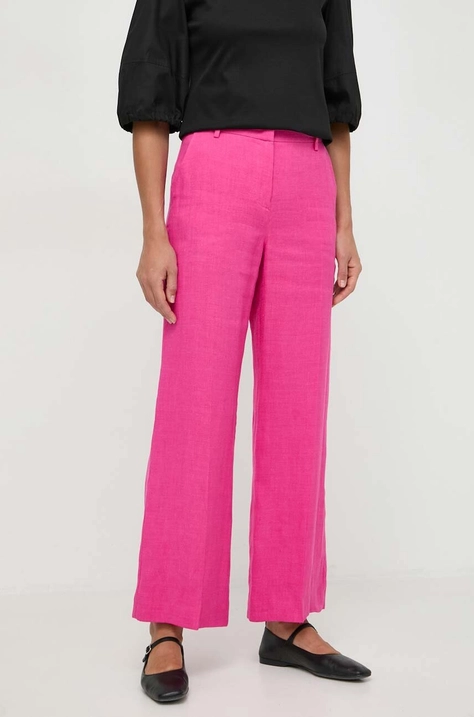 Weekend Max Mara pantaloni din in culoarea roz, lat, high waist 2415130000000