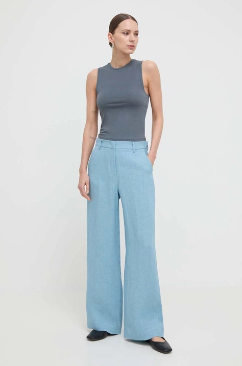 Weekend Max Mara pantaloni din in lat, high waist 2415130000000