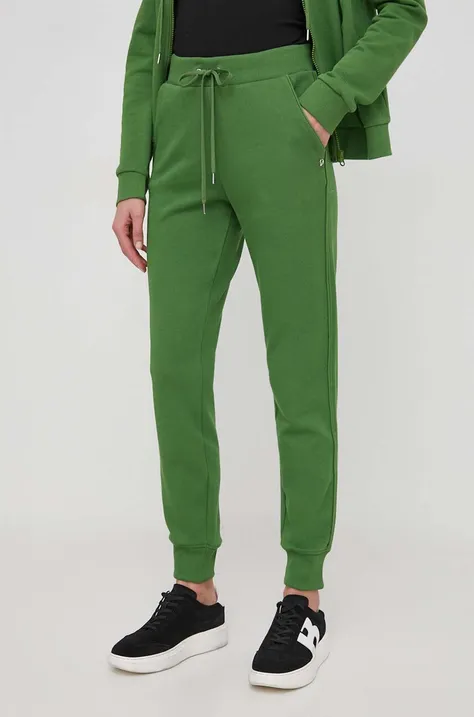 United Colors of Benetton spodnie dresowe bawełniane kolor zielony gładkie