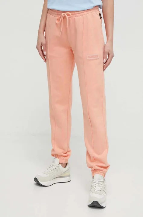 Napapijri pantaloni da jogging in cotone colore arancione
