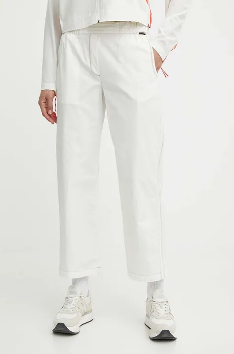 Kalhoty Napapijri M-Aberdeen dámské, béžová barva, jednoduché, high waist, NP0A4I4SN1A1