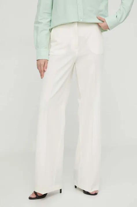 Штани Sisley жіночі колір бежевий пряме висока посадка