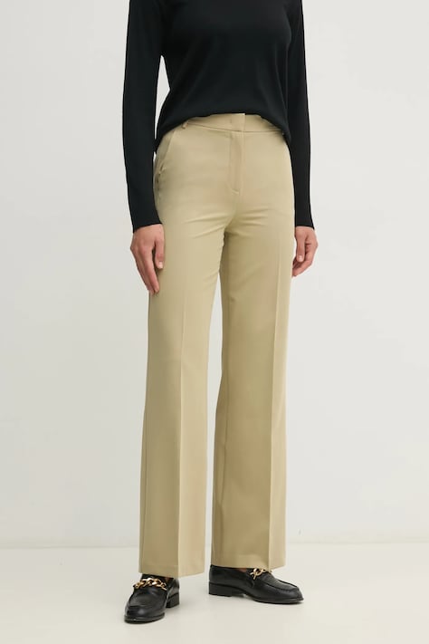 Sisley spodnie damskie kolor zielony proste high waist 4KVXLF02I