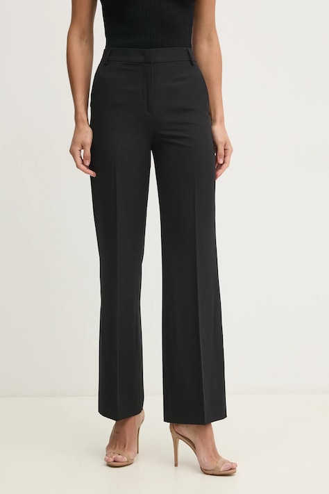Sisley pantaloni femei, culoarea negru, drept, high waist, 4KVXLF02I